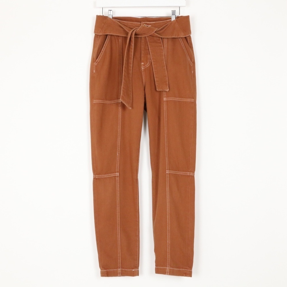 Jonathan Simkhai Standard Tie Waist Straight Jeans Toffee Brown